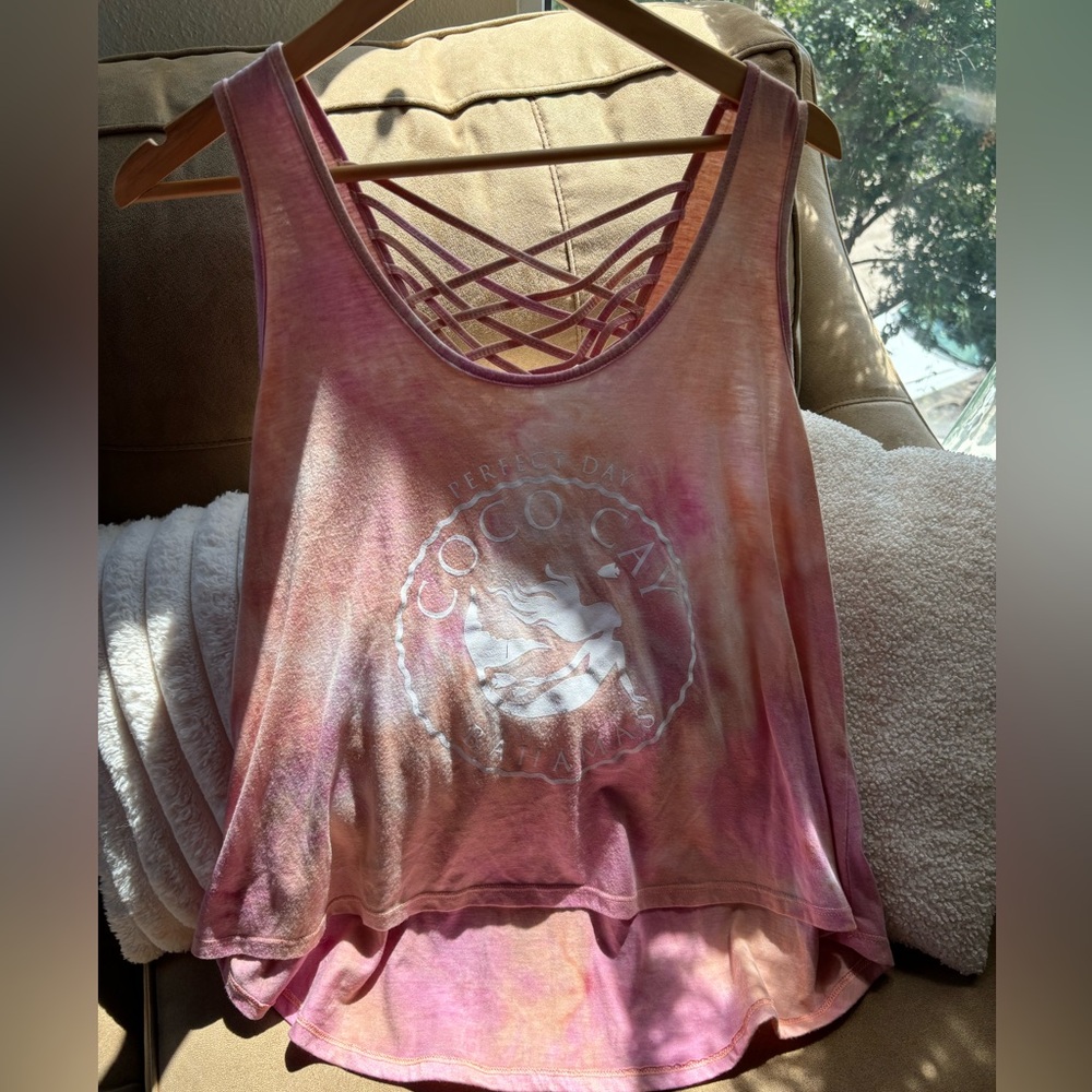 Coco Cay Women's Pink Tie-Dye Tank Top